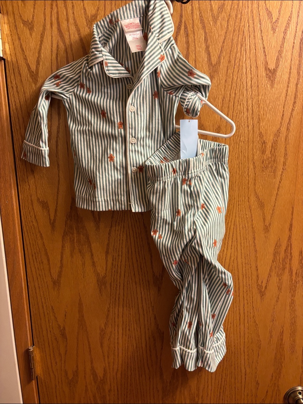 Wondershop Kids Striped Green & Brown Gingerbread Pajama Set